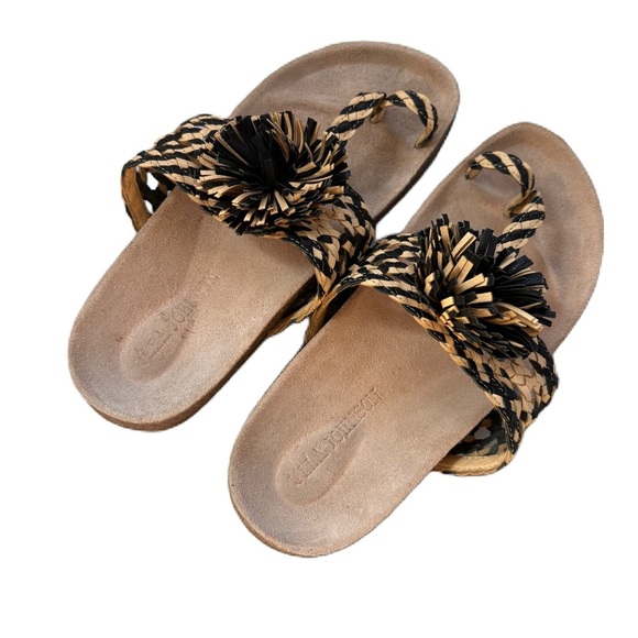 Ulla Johnson Netta Sandal Melange Black and Cream Size 37 Size 7 US Toe Strap - Picture 4 of 16